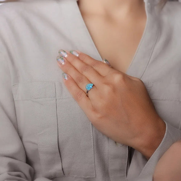 Blue Peacock Charm Ring - tassyasilver.com