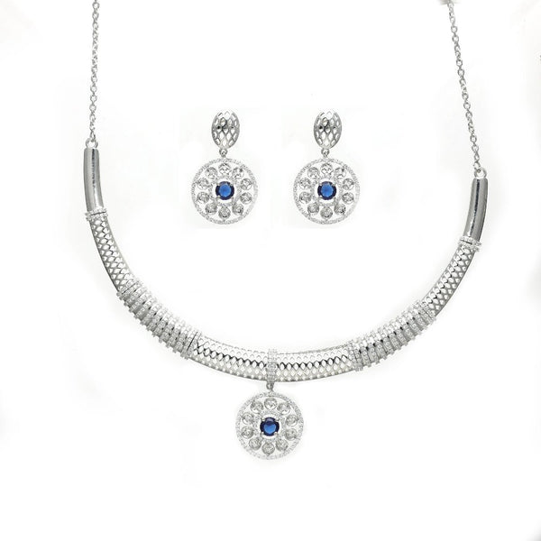 Tassya Silver blue sapphire necklace set in 925 sterling silver