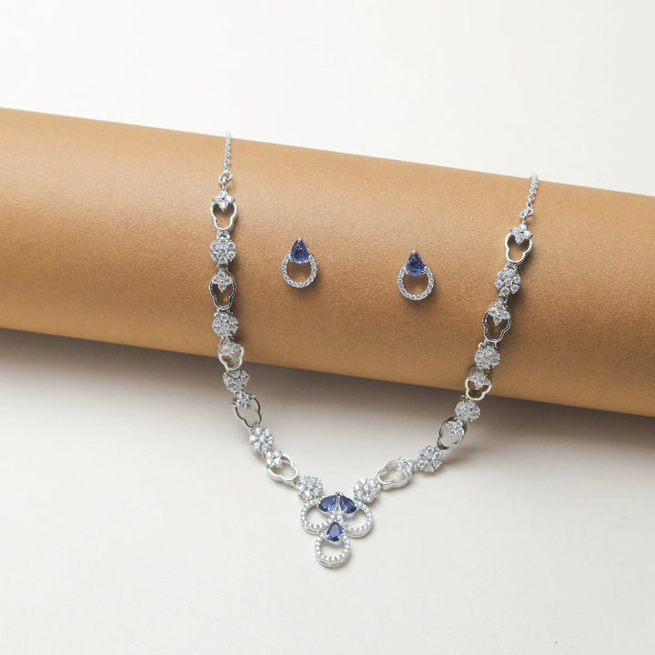 Blue Stone Necklace Set - tassyasilver.com