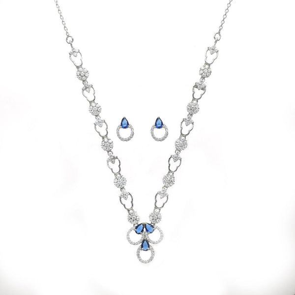Tassya Silver Blue Stone sterling silver necklace set