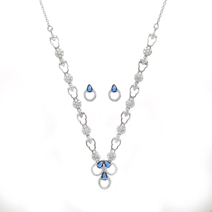 Tassya Silver Blue Stone sterling silver necklace set