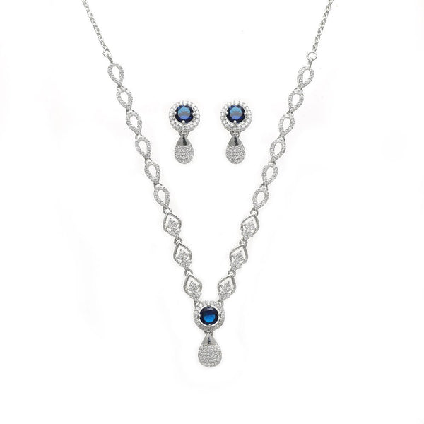 Tassya Silver Blue Teardrop 925 silver necklace set