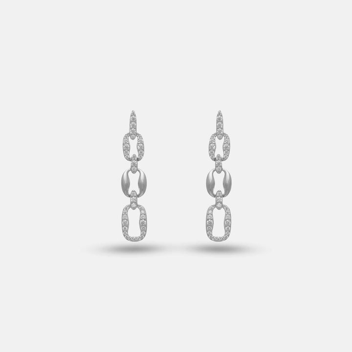 Tassya Silver Celeste Link Drop Hoops