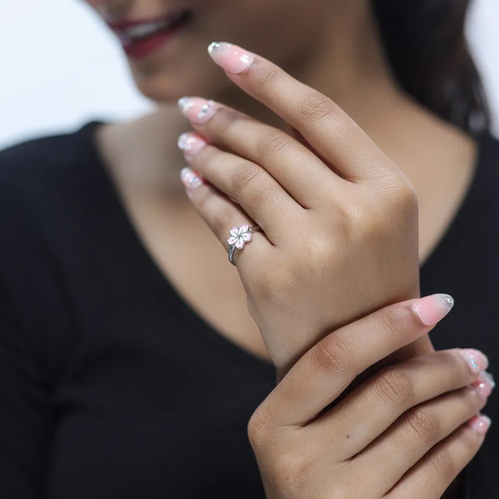 925 Silver Cherry Blossom Ring | Tassya Silver – tassyasilver.com
