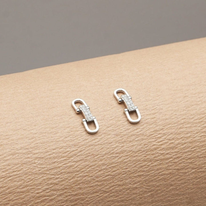 Crystal Link Stud Earrings - tassyasilver.com