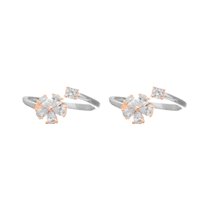 Crystal Petal Charm Toe Rings - tassyasilver.com