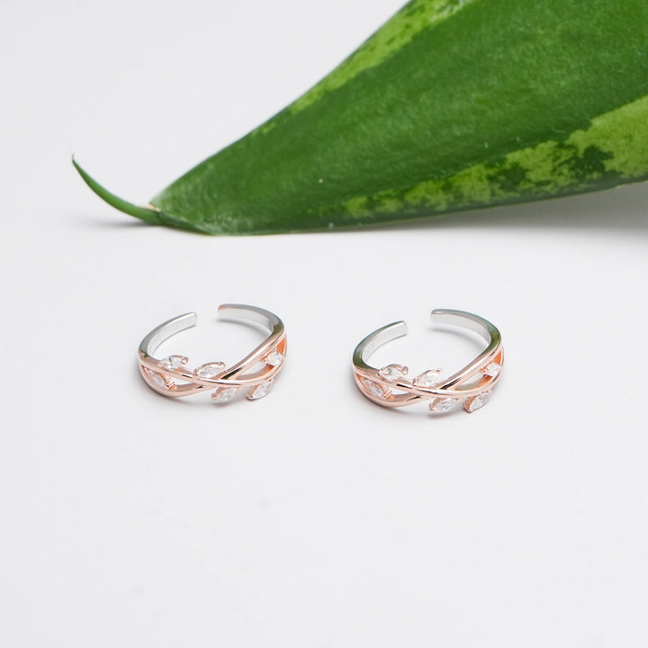 Crystal Vine Toe Rings - tassyasilver.com