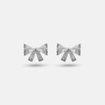 25 Silver Radiant Ribbon Bow Studs