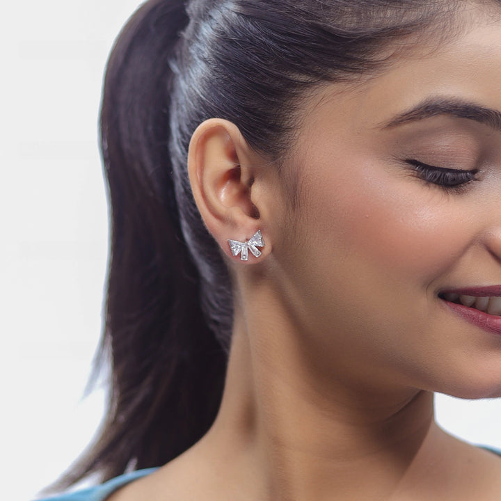 Diamond Bow Studs - tassyasilver.com