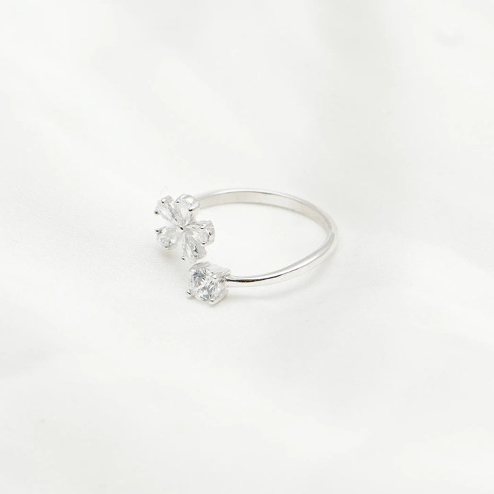 Dual Bloom Sparkle Ring - tassyasilver.com