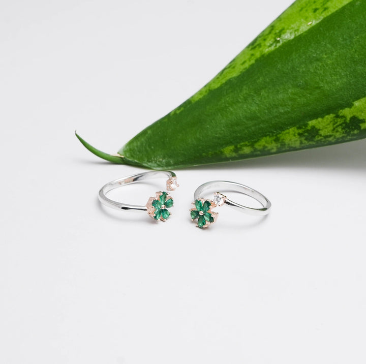 Emerald Bloom Grace Toe Rings - tassyasilver.com
