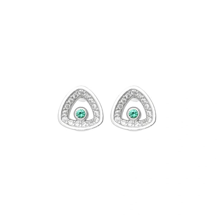 Emerald Gleam Triangle Studs - tassyasilver.com