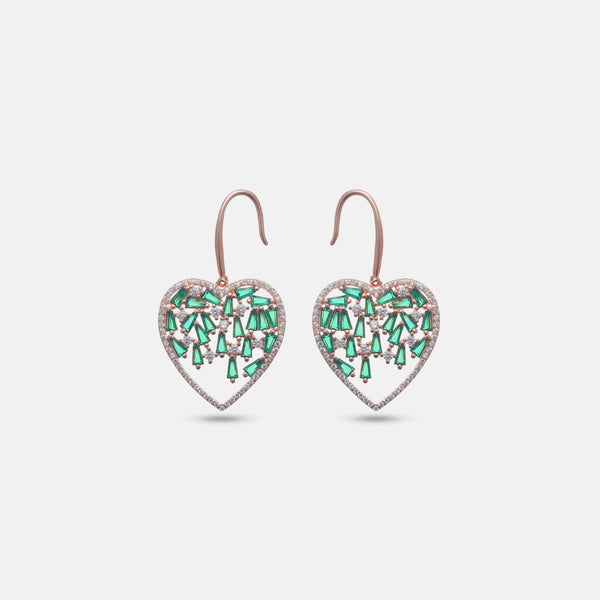 925 Silver Emerald Heart Earrings