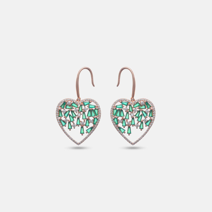 Emerald Spark Heart Earrings - tassyasilver.com