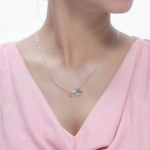 925 Silver Floral Fusion Chain Pendant