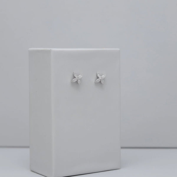 925 Silver Floral Sparkle Earrings