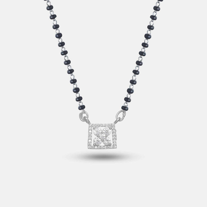 925 silver Floral Square mangalsutra – Tassya Silver