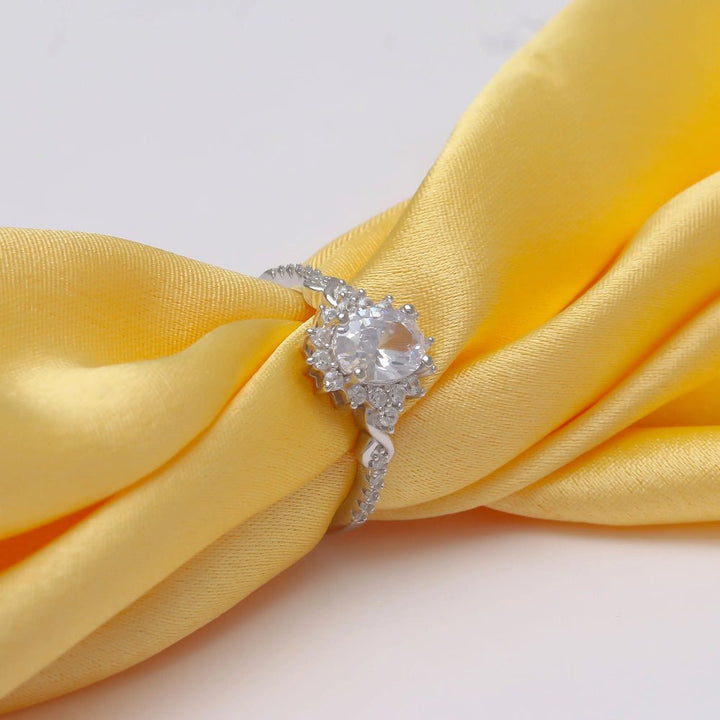 Floral White Stone Ring - tassyasilver.com