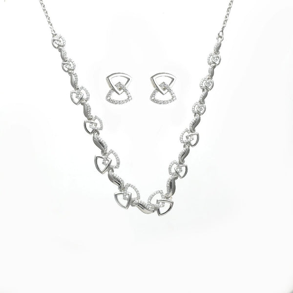 Tassya Silver Geometric sterling silver necklace set