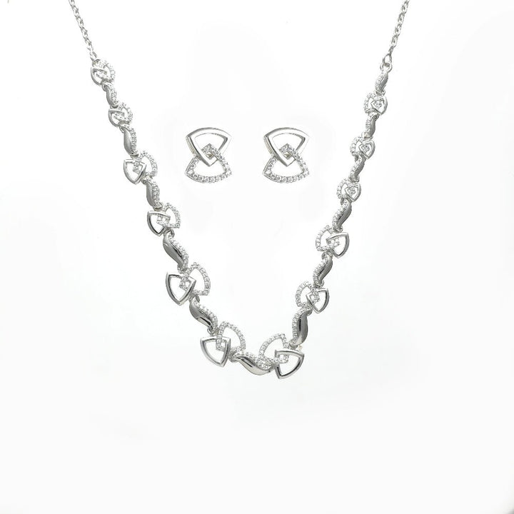Tassya Silver Geometric sterling silver necklace set