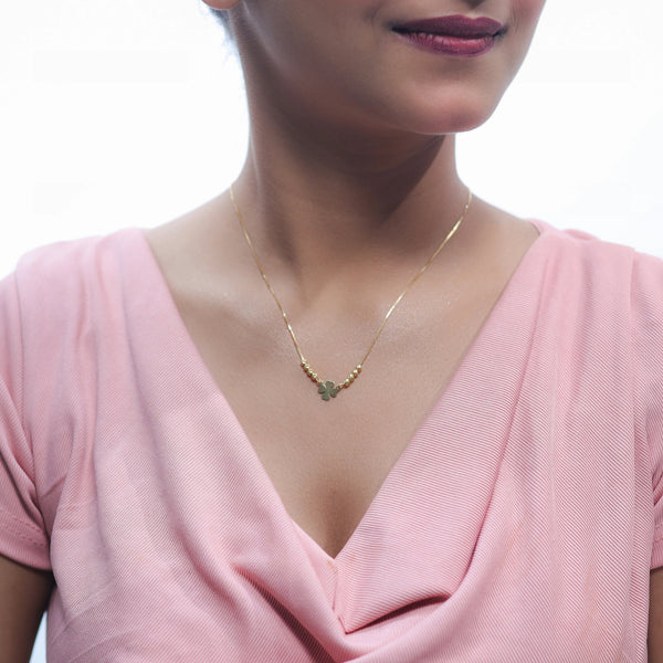 925 Silver Golden Clover Chain Pendant