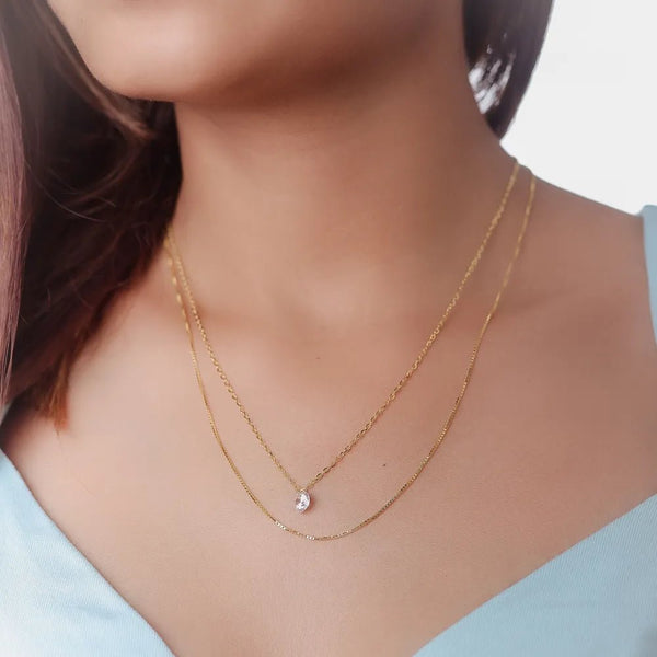 925 Silver Golden Glow Chain Pendant