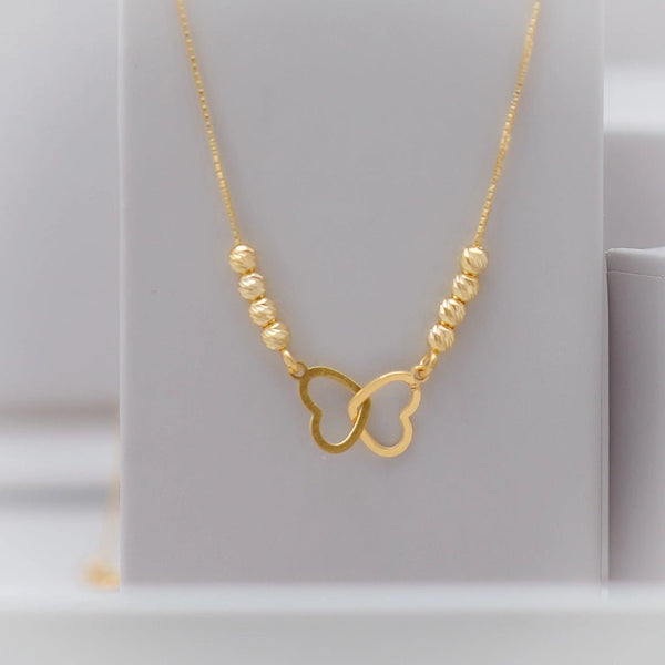 925 Silver Golden Interlocked Heart Chain Pendant