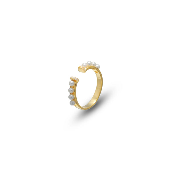 925 Golden Pearl Embrace Ring