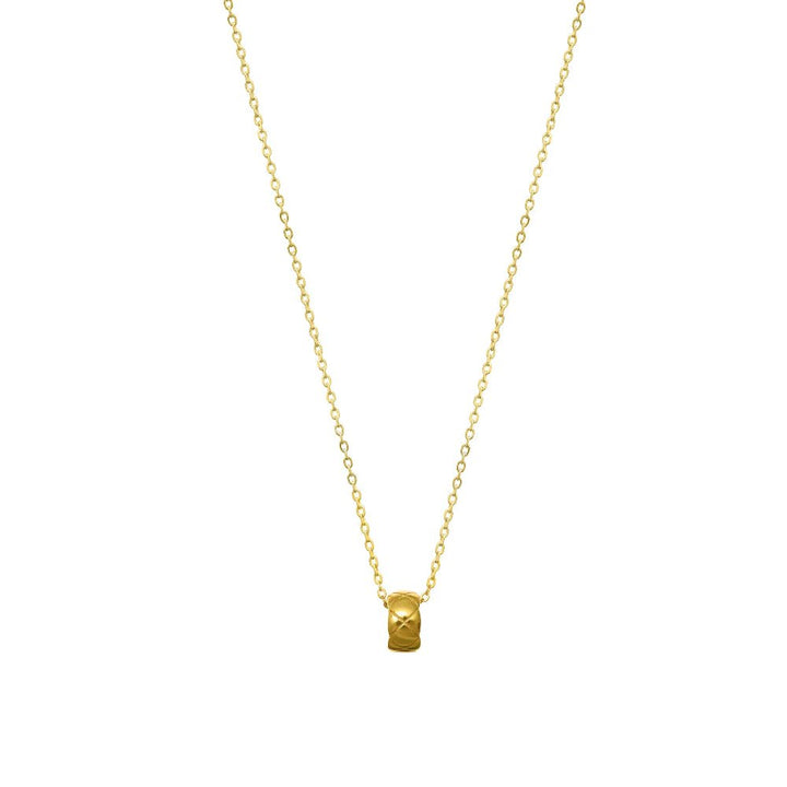 Tassya Golden Textured Cylinder Chain Pendant for women