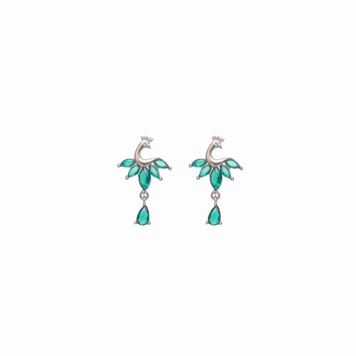 Green Emerald Peacock Earrings - tassyasilver.com