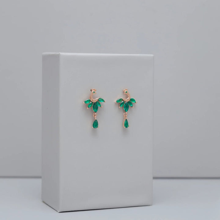 Green Emerald Peacock Earrings - tassyasilver.com