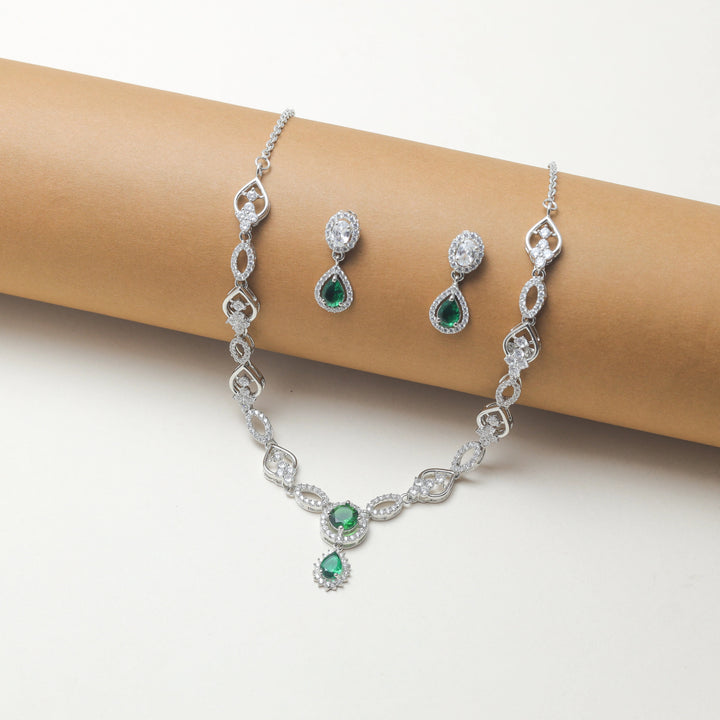 Green stone necklace set - tassyasilver.com