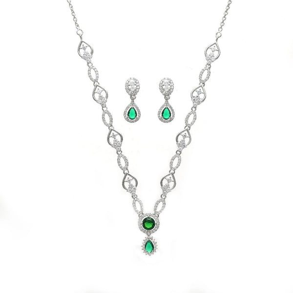 Green stone necklace set - tassyasilver.com