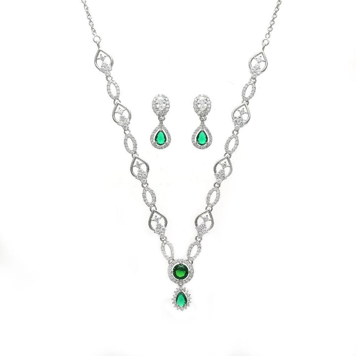Green stone necklace set - tassyasilver.com