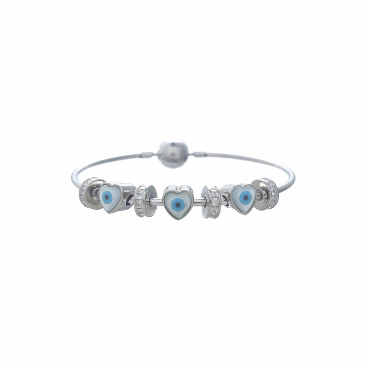 Hearted Evil Eye Charm Kada - tassyasilver.com