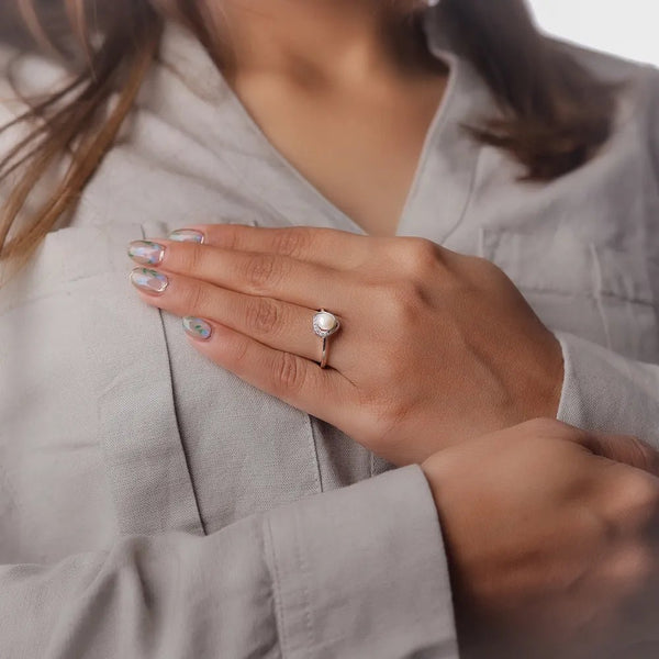 Intertwined Pearl Embrace Ring - tassyasilver.com