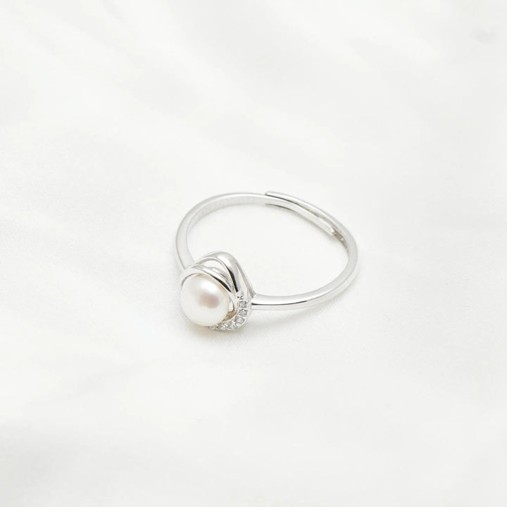 Intertwined Pearl Embrace Ring - tassyasilver.com