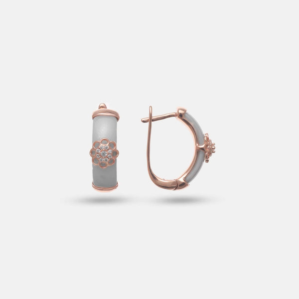925 Silver Ivory Bloom Hoop Earrings