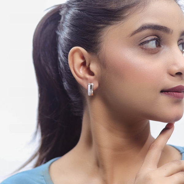 925 Silver Luxe Ivory Hoops