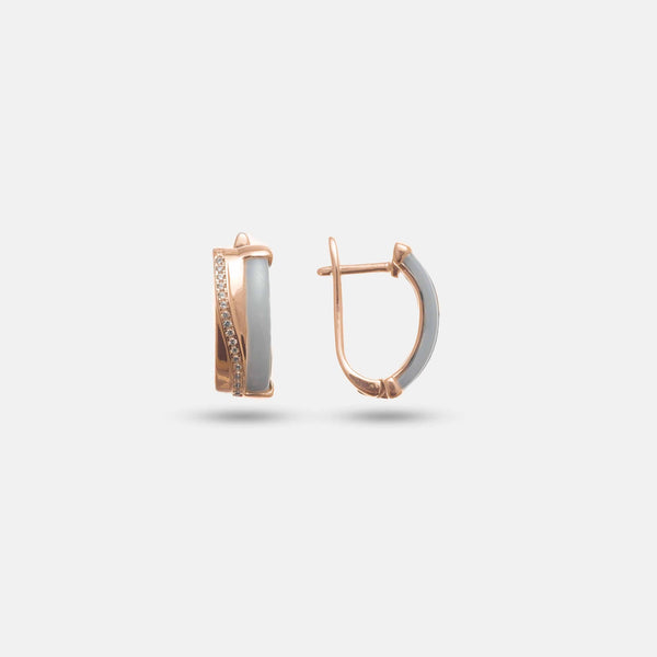 Luxe Ivory Gold Hoops - tassyasilver.com