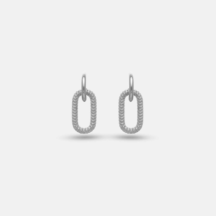 Tassya Silver Luxe Oval Spark Hoops