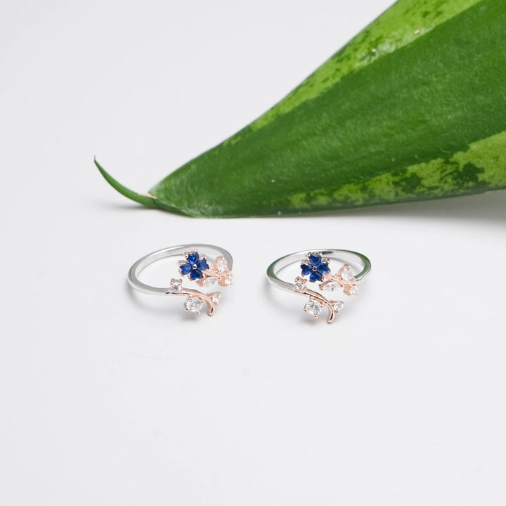 Midnight Bloom Toe Rings - tassyasilver.com