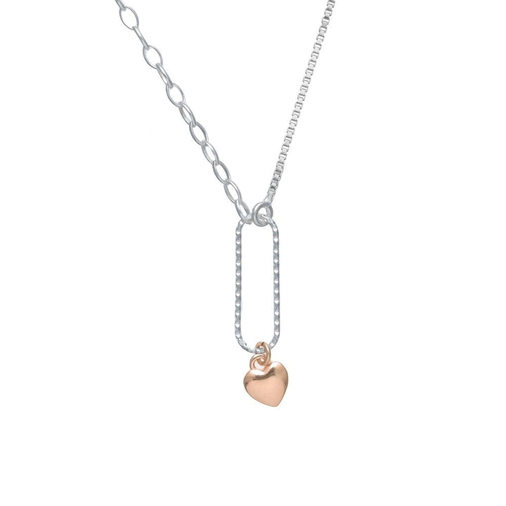 Mixed Metal Heart Charm Chain Pendant - tassyasilver.com