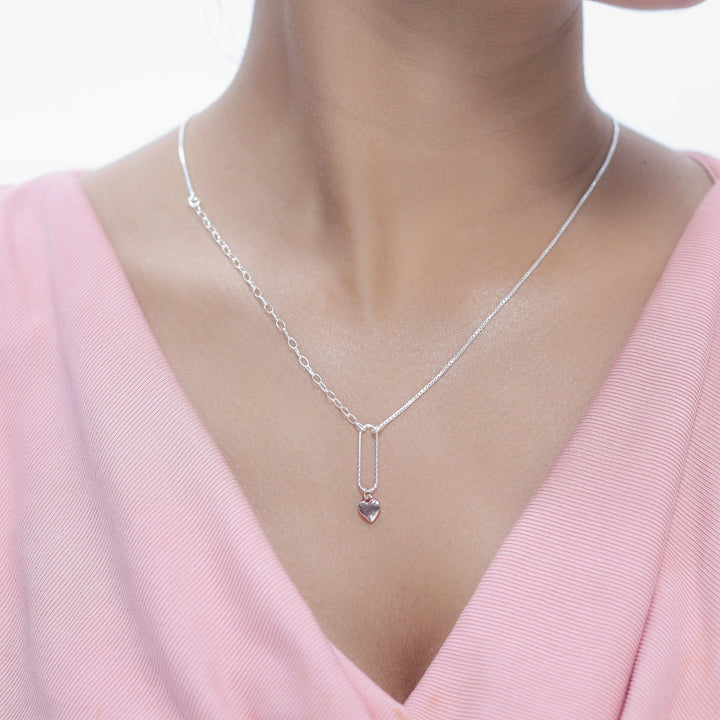 Tassya Silver Mixed Metal Heart Charm sterling silver chain pendant