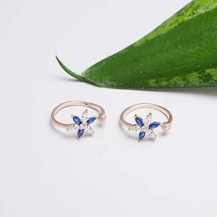 Ocean Bloom Radiance Toe Rings - tassyasilver.com