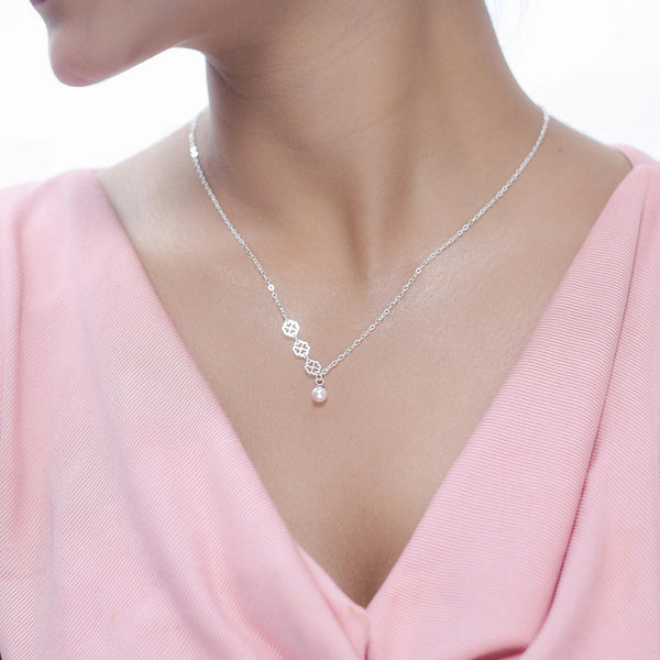 925 Silver Pearl Drop Chain Pendant