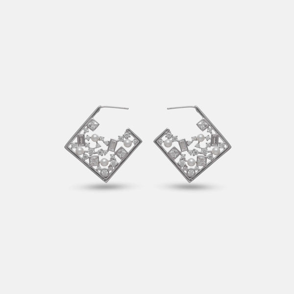 Pearl Squares Studs - tassyasilver.com