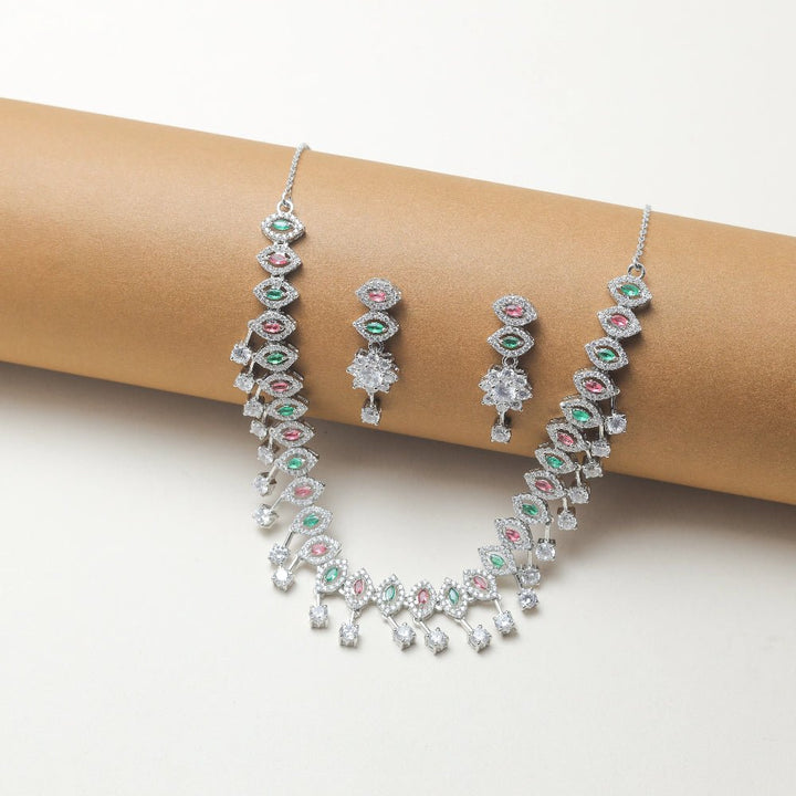 pink and green stone necklace Set - tassyasilver.com
