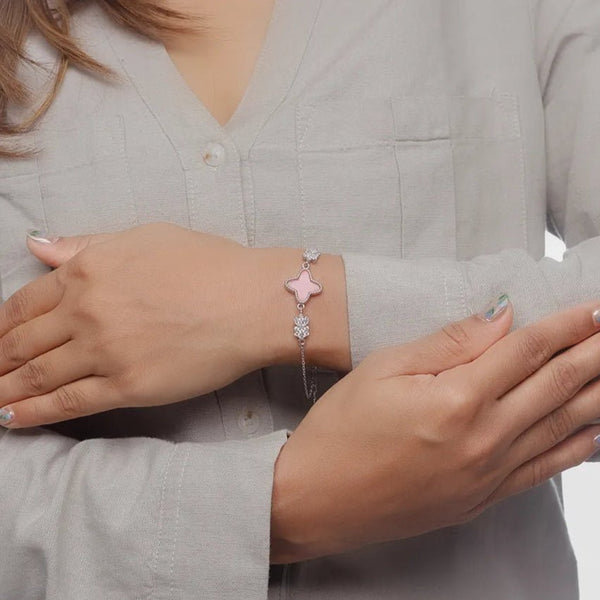 Tassya Silver Pink Blossom sterling silver bracelet