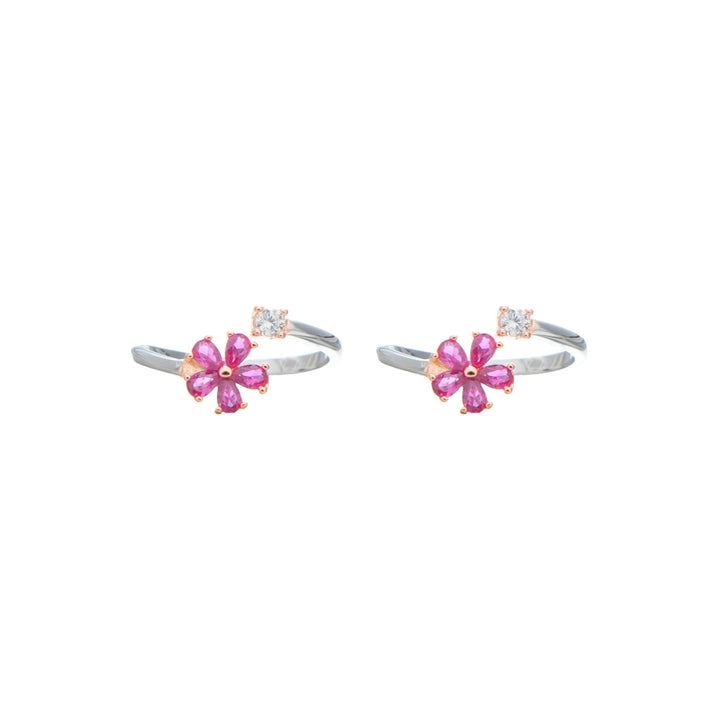 Pink Petal Charm Toe Rings - tassyasilver.com